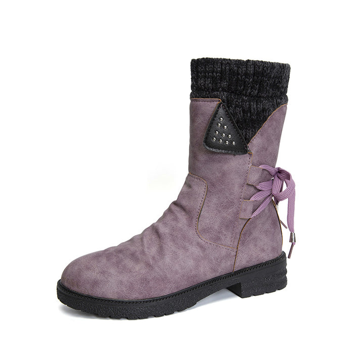 Women's Vintage Mid-Calf Boots – Comfortable Outdoor Boots with Non-Slip Sole
