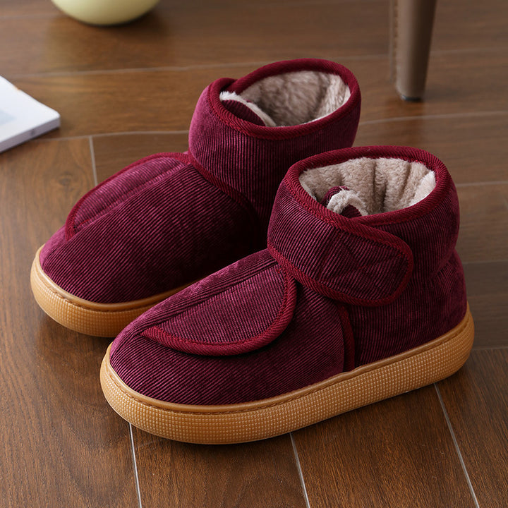 Unisex Fully Opening Velcro Shoes – Warm Plush-Lined Winter Shoes with a Non-Slip Supportive Sole