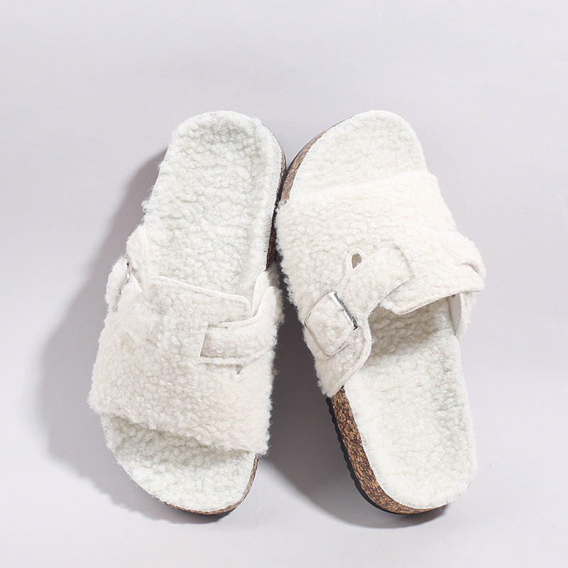 Women's Cozy Plush-Lined Sandals – Warm Non-Slip Slip-On Shoes for Indoor & Outdoor Wear