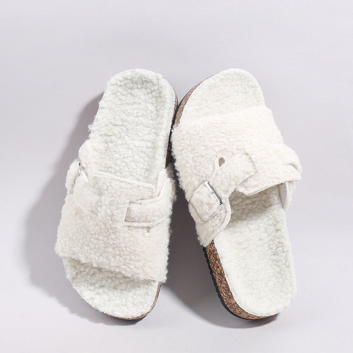 Women's Cozy Plush-Lined Sandals – Warm Non-Slip Slip-On Shoes for Indoor & Outdoor Wear