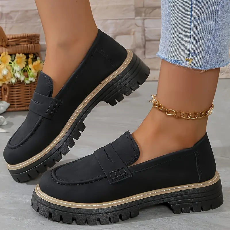 Women's Comfortable Everyday Loafers – Cushioned Platform Sole with Timeless Style