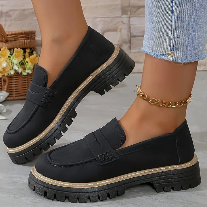 Women's Comfortable Everyday Loafers – Cushioned Platform Sole with Timeless Style