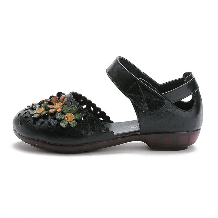 Women's Handmade Leather Sandals – Floral Comfort Soft Sole Summer Shoes