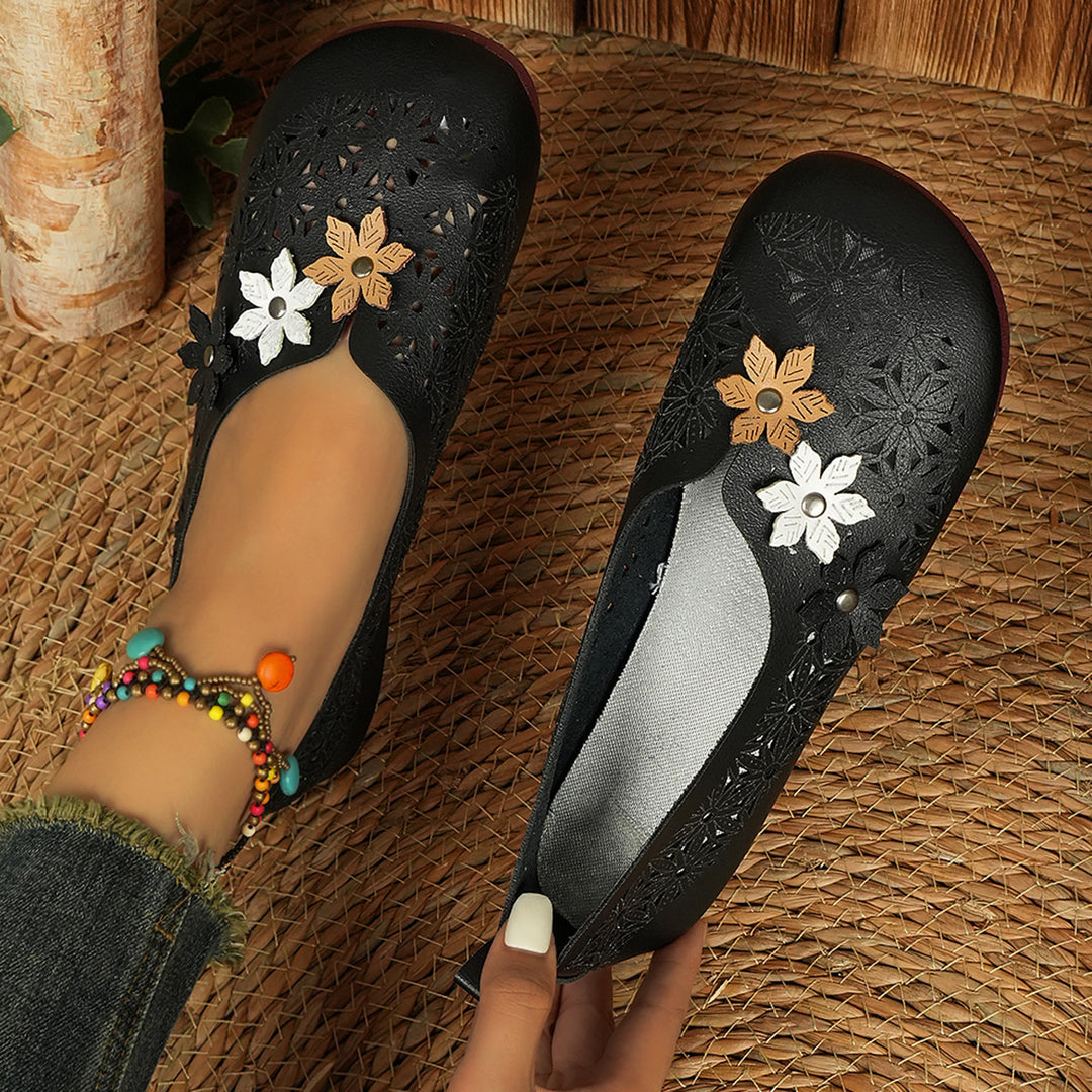 Women's Comfortable Floral Flats – Lightweight Breathable Vintage Shoes