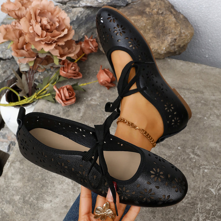 Women's Comfortable Flats – Breathable Woven Lace-Up Shoes
