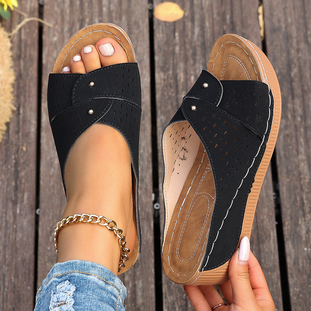 Women's Wedge Slide Sandals – Comfortable Breathable Slip-On Summer Shoes