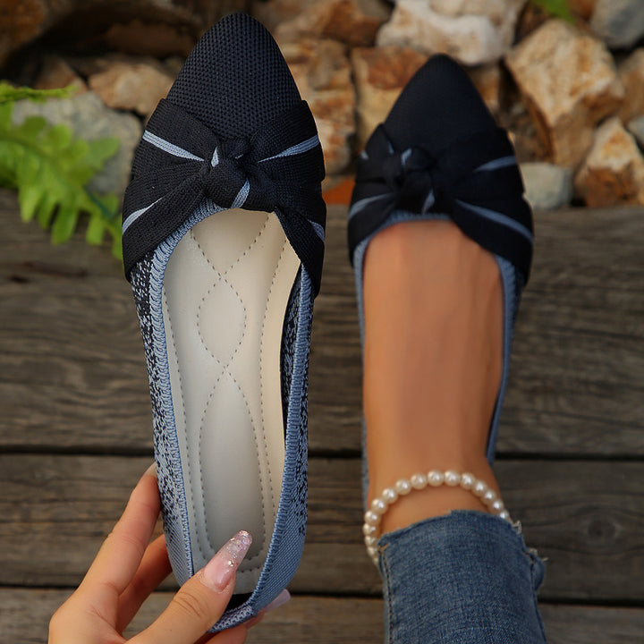 Women's Pointed Toe Bow Flats – Breathable Comfort Shoes