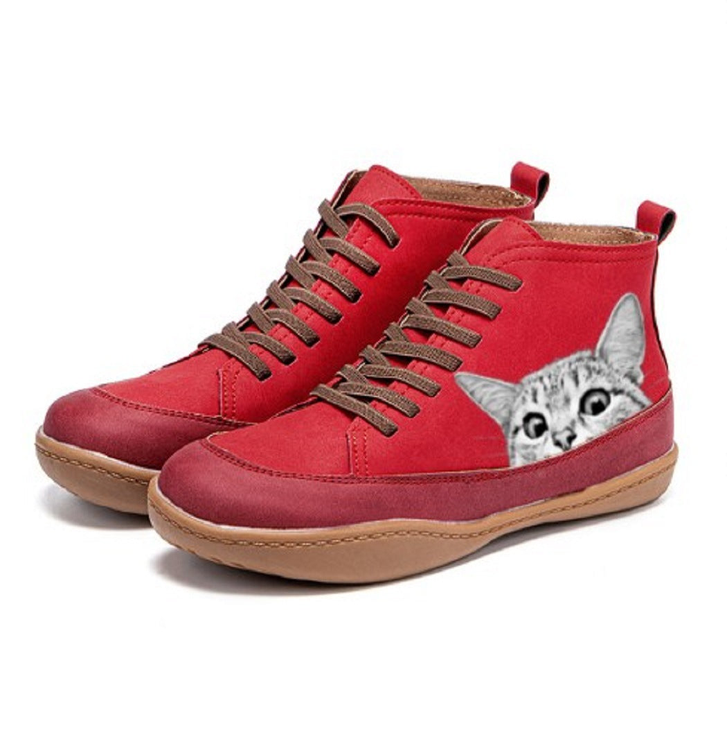 Women's Vintage Cat Boots – Cute Retro Ankle Boots