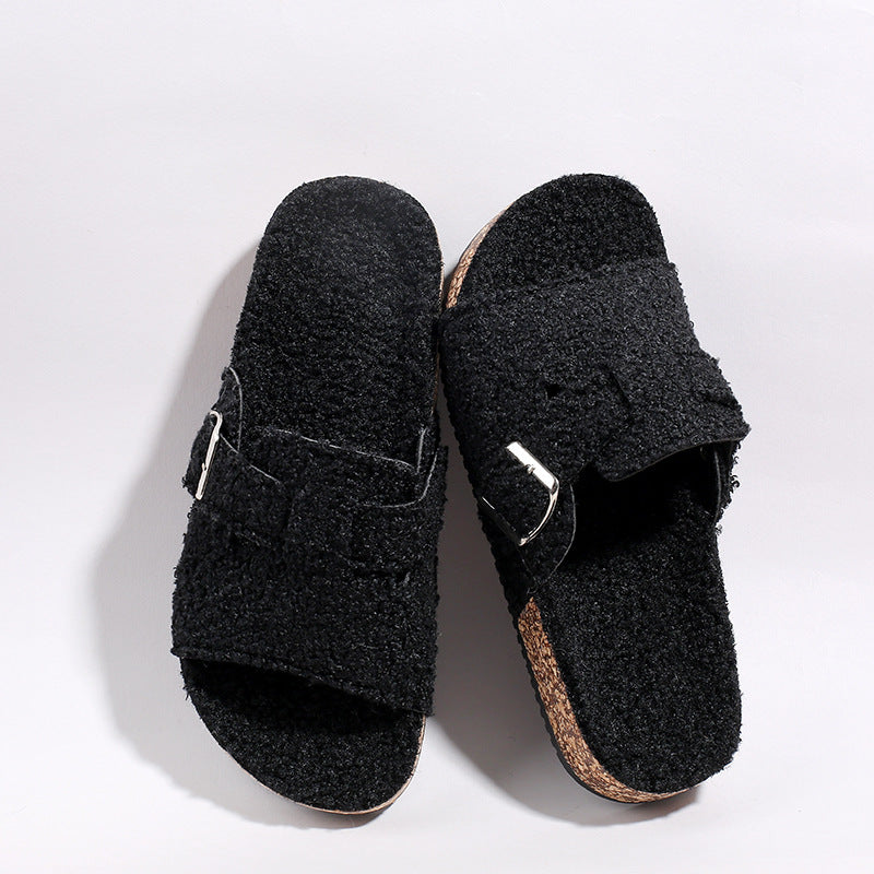 Women's Cozy Plush-Lined Sandals – Warm Non-Slip Slip-On Shoes for Indoor & Outdoor Wear