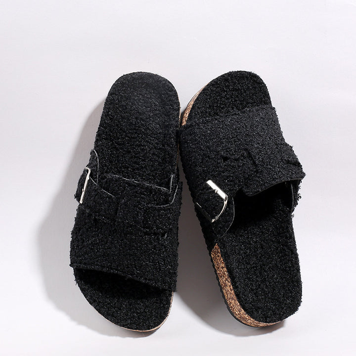 Women's Cozy Plush-Lined Sandals – Warm Non-Slip Slip-On Shoes for Indoor & Outdoor Wear