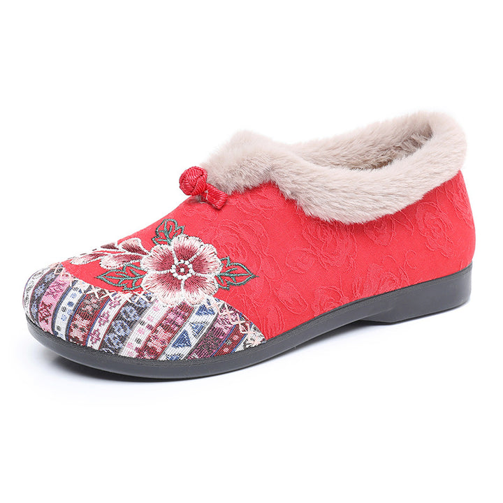 Women's Warm Floral Embroidered Winter Shoes – Cozy, Lightweight & Non-Slip Everyday Shoes