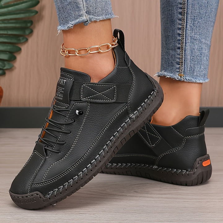 Women's Casual Solid Color Low-Top Sneakers, Outdoor Walking Shoes Suitable for Walking, Running, and Trekking