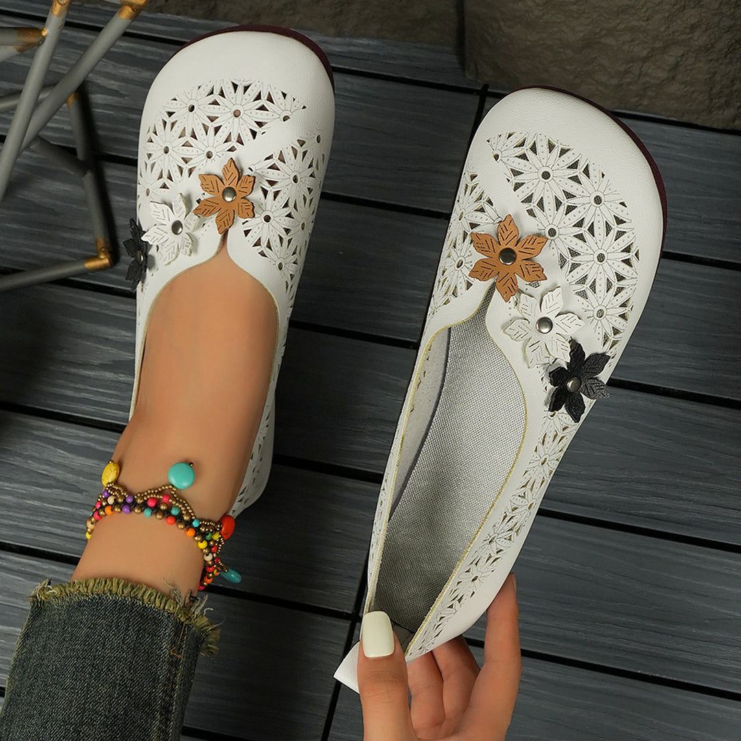 Women's Comfortable Floral Flats – Lightweight Breathable Vintage Shoes
