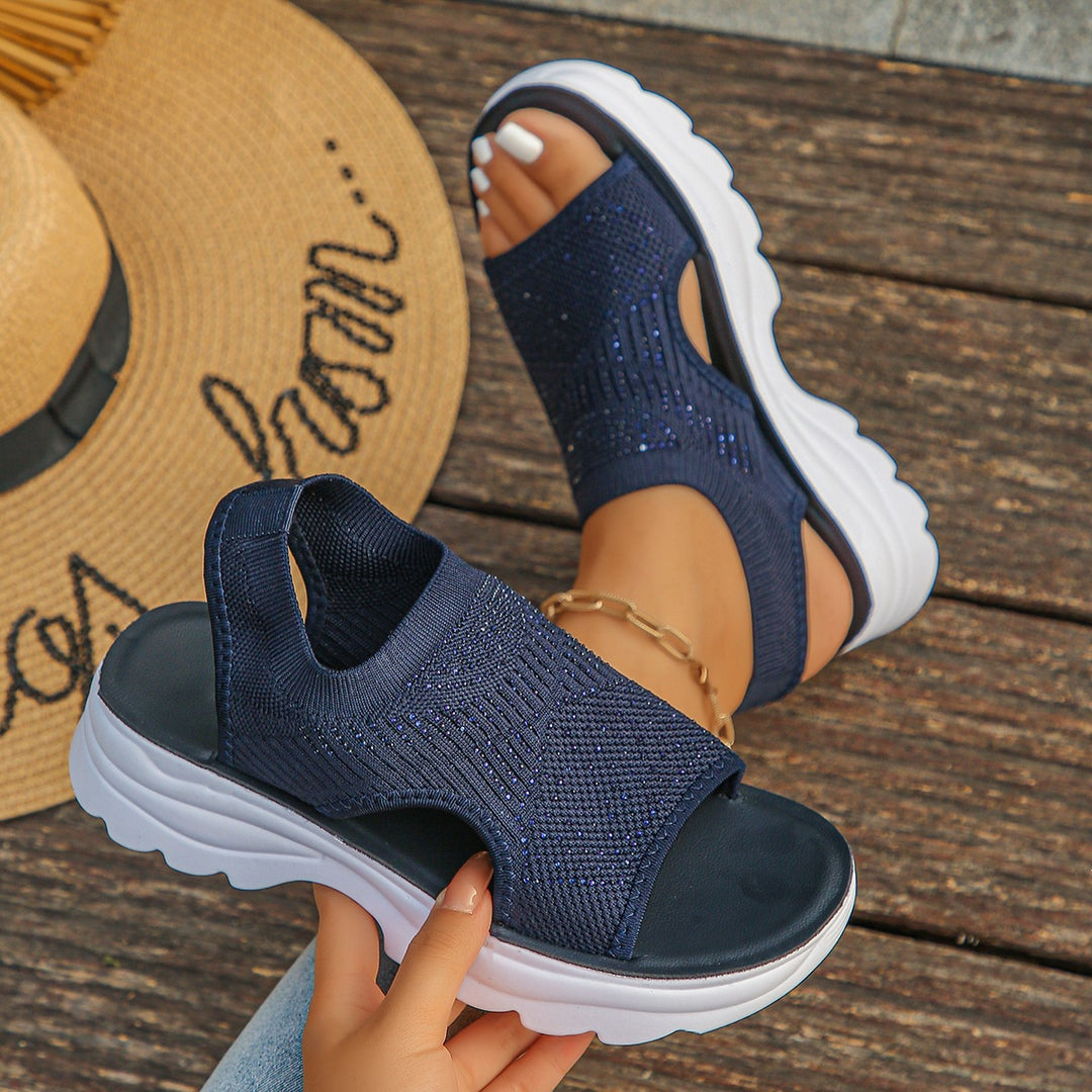 Women's Stretch Knit Comfort Sandals – Breathable Slip-On Walking Shoes