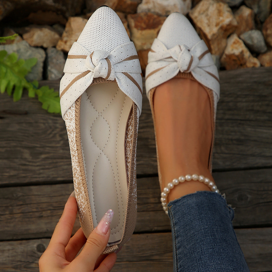 Women's Pointed Toe Bow Flats – Breathable Comfort Shoes