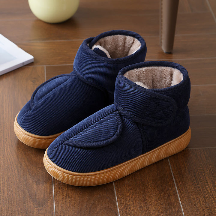Unisex Fully Opening Velcro Shoes – Warm Plush-Lined Winter Shoes with a Non-Slip Supportive Sole