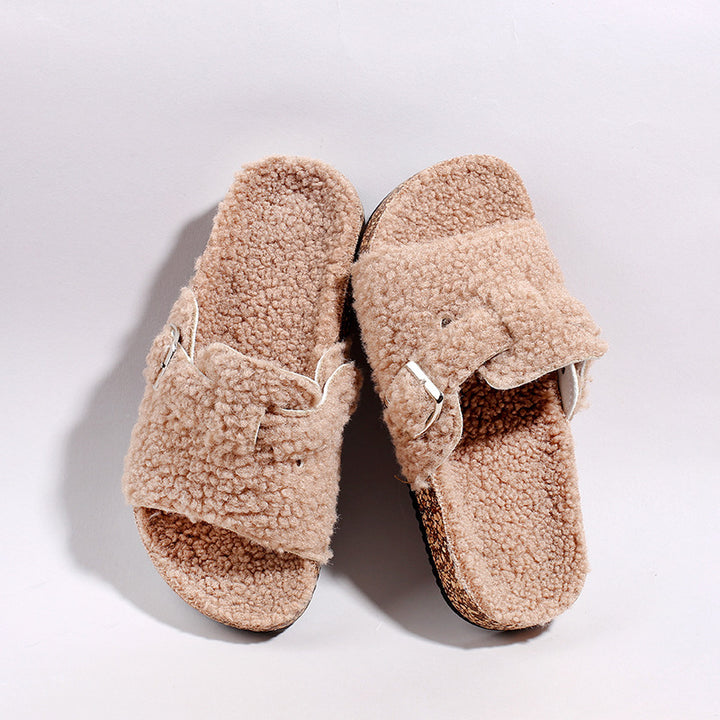 Women's Cozy Plush-Lined Sandals – Warm Non-Slip Slip-On Shoes for Indoor & Outdoor Wear
