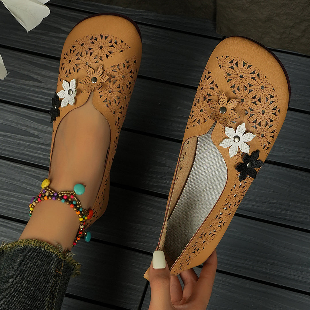 Women's Comfortable Floral Flats – Lightweight Breathable Vintage Shoes