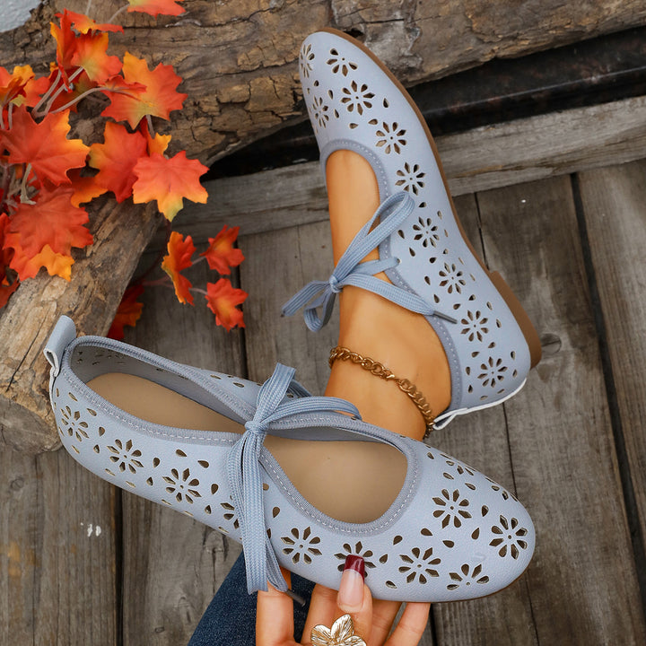 Women's Comfortable Flats – Breathable Woven Lace-Up Shoes