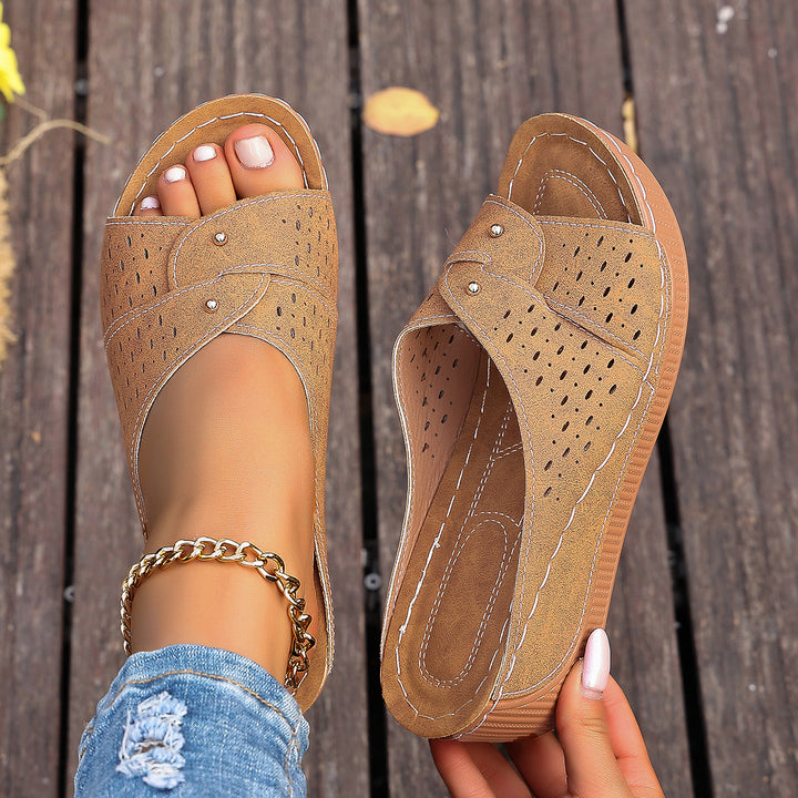 Women's Wedge Slide Sandals – Comfortable Breathable Slip-On Summer Shoes