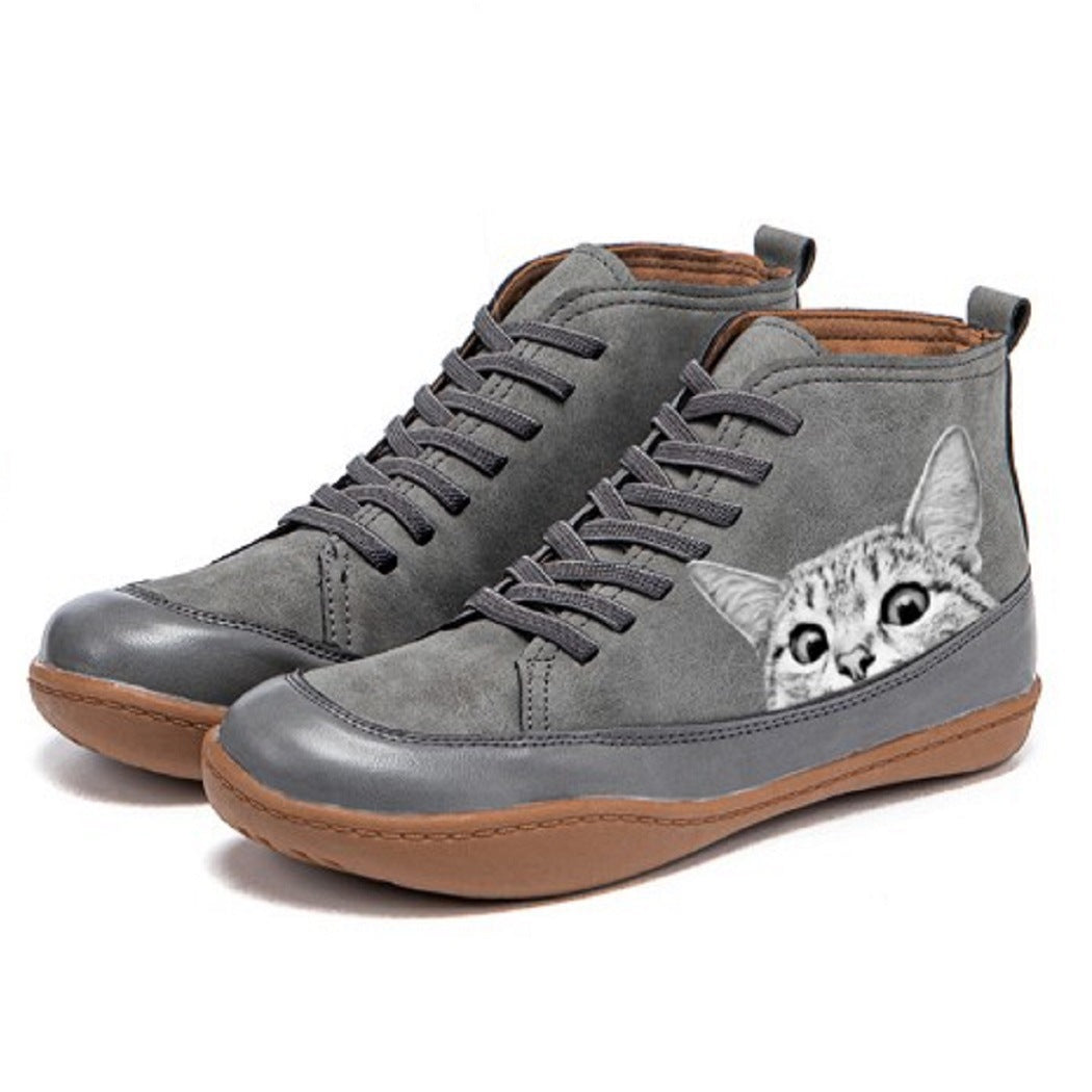Women's Vintage Cat Boots – Cute Retro Ankle Boots