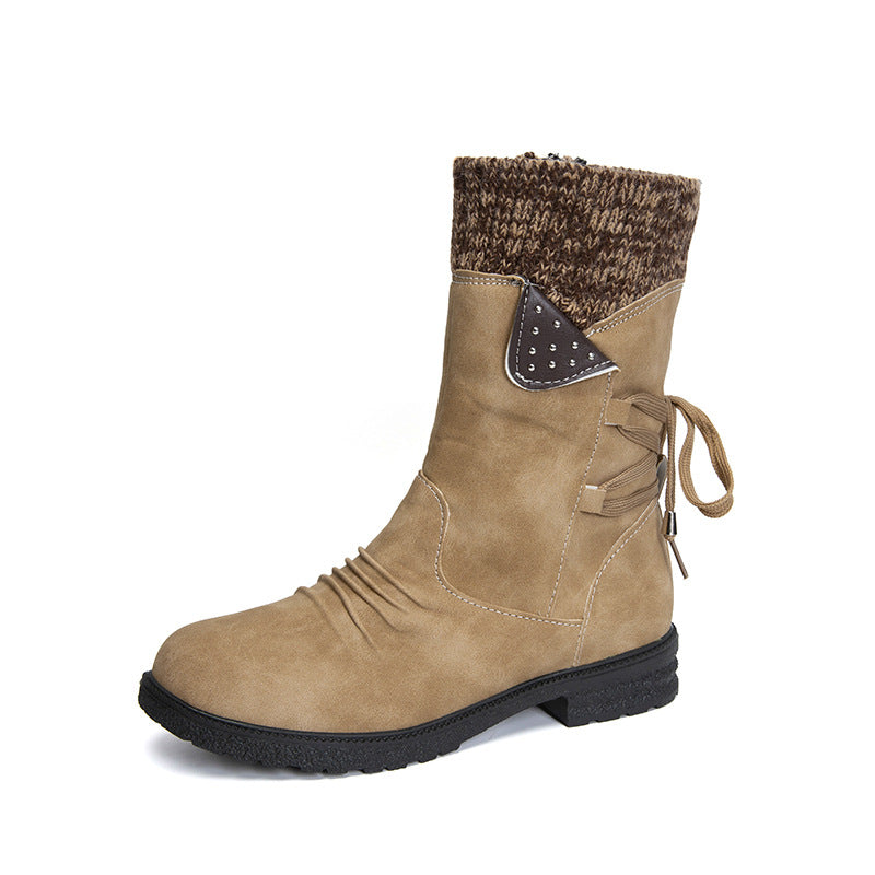 Women's Vintage Mid-Calf Boots – Comfortable Outdoor Boots with Non-Slip Sole