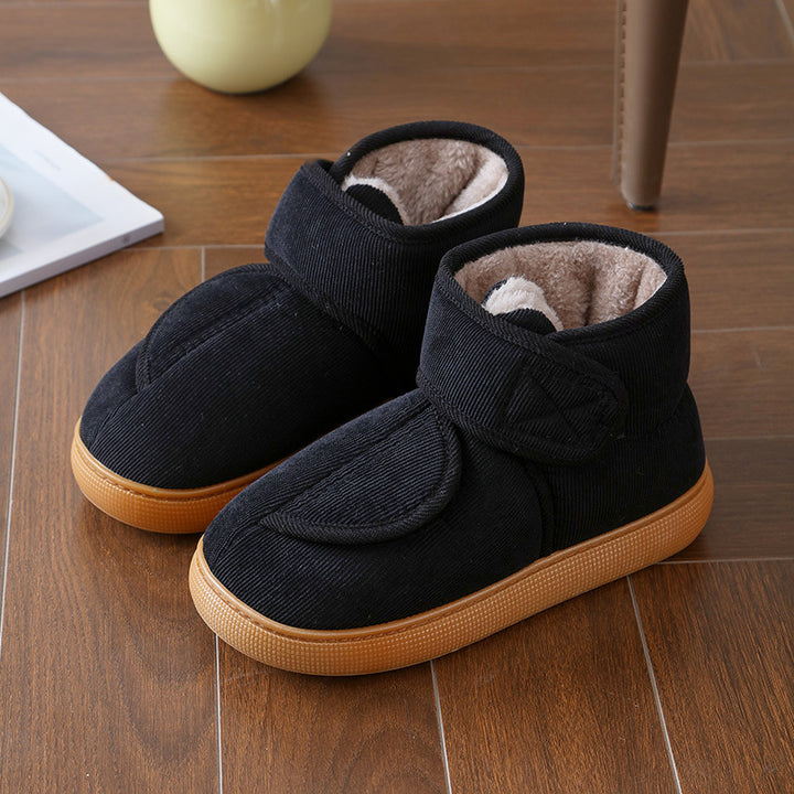 Unisex Fully Opening Velcro Shoes – Warm Plush-Lined Winter Shoes with a Non-Slip Supportive Sole