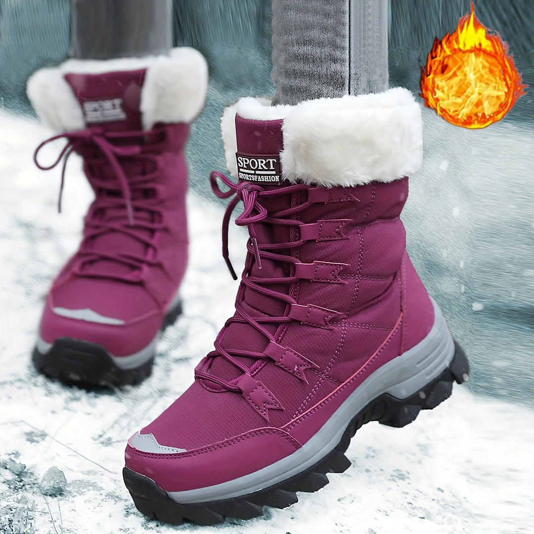 Women's Waterproof Fur-Lined Winter Snow Boots – Anti-Slip, Warm, All-Weather Outdoor Cold-Protection Footwear
