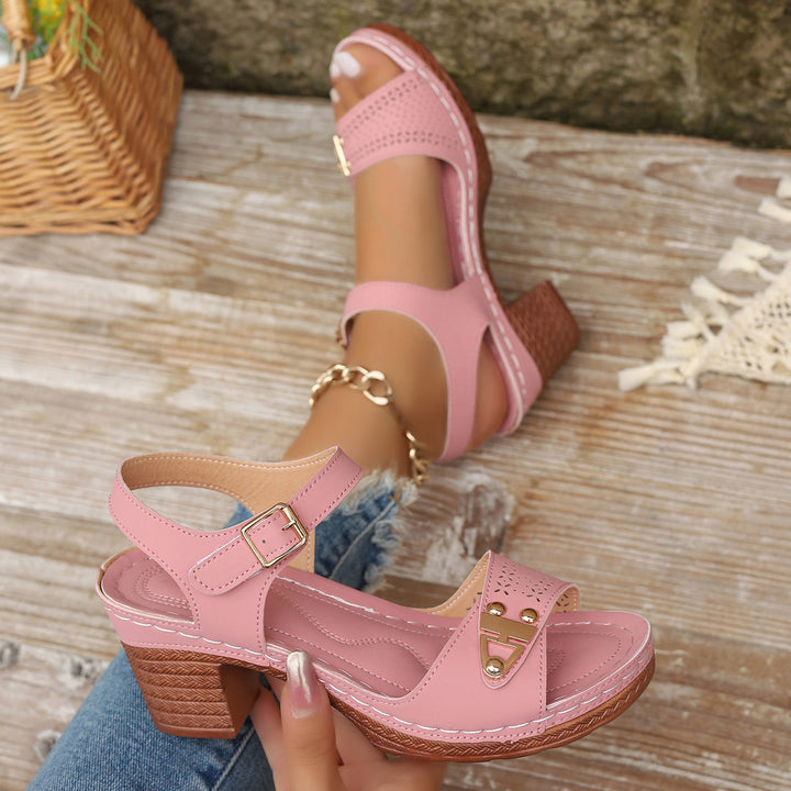 Women's Chunky Heel Sandals – Comfortable Casual Summer Shoes