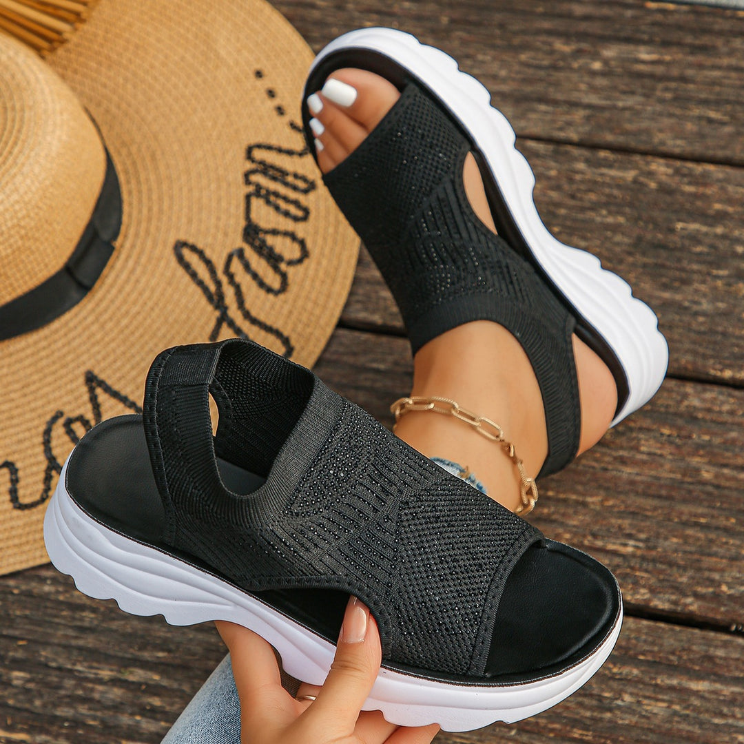 Women's Stretch Knit Comfort Sandals – Breathable Slip-On Walking Shoes