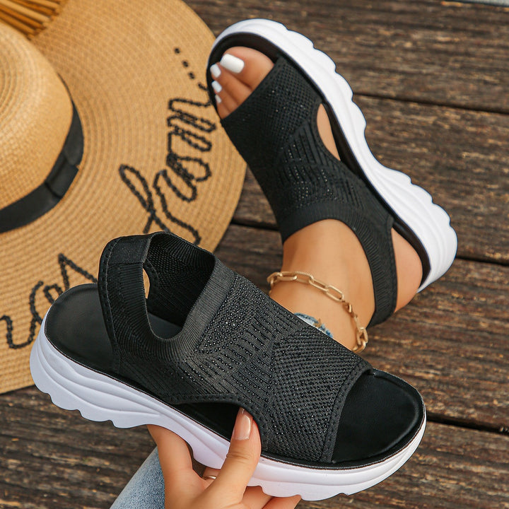 Women's Stretch Knit Comfort Sandals – Breathable Slip-On Walking Shoes