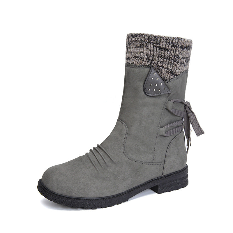 Women's Vintage Mid-Calf Boots – Comfortable Outdoor Boots with Non-Slip Sole