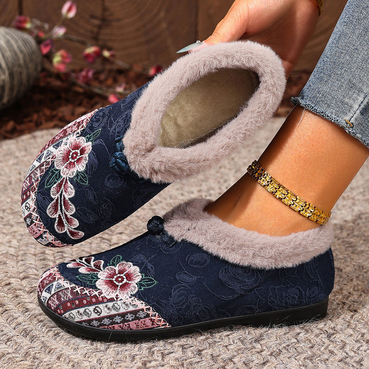 Women's Warm Floral Winter Ankle Boots – Cozy, Lightweight & Non-Slip