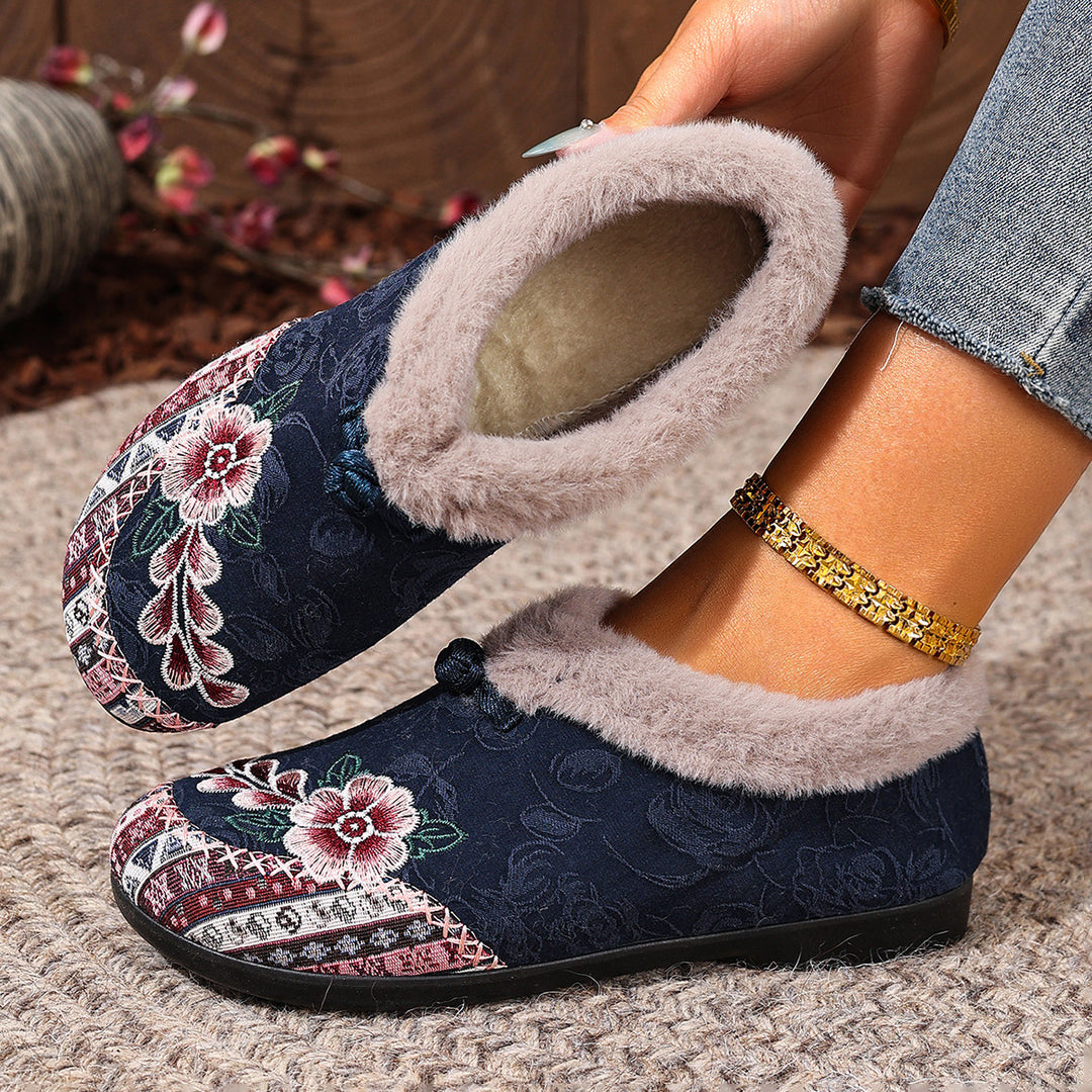 Women's Warm Floral Winter Ankle Boots – Cozy, Lightweight & Non-Slip Everyday Shoes