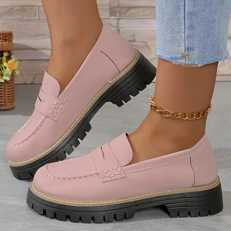 Women's Comfortable Everyday Loafers – Cushioned Platform Sole with Timeless Style