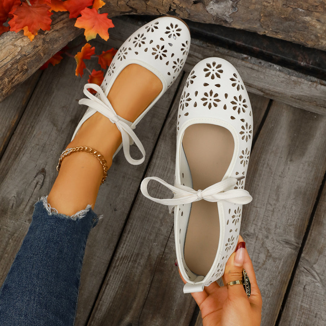 Women's Comfortable Flats – Breathable Woven Lace-Up Shoes