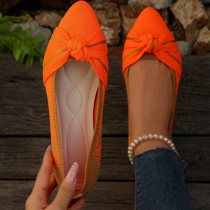 Women's Pointed Toe Bow Flats – Breathable Comfort Shoes