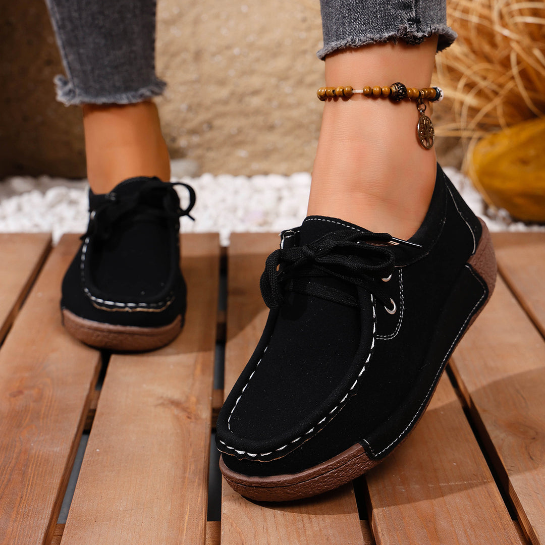 Women's Vintage Casual Shoes – Lace-Up Design with Durable Non-Slip Sole
