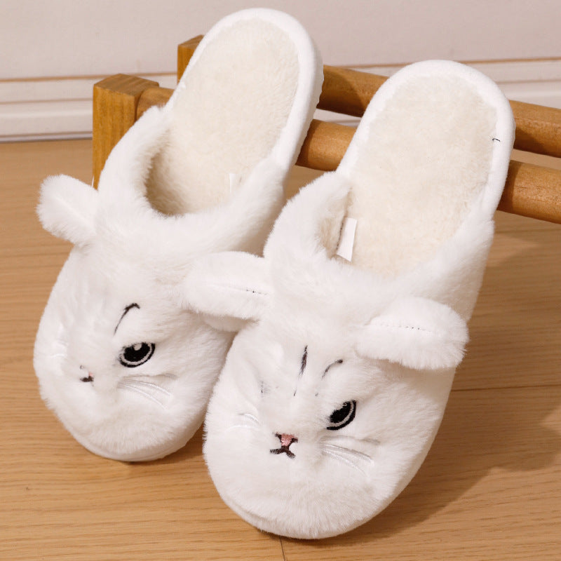 Women's Warm Cat Slippers – Plush Indoor House Shoes with Non-Slip Sole & Cozy Lining