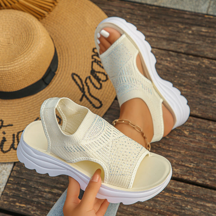 Women's Stretch Knit Comfort Sandals – Breathable Slip-On Walking Shoes