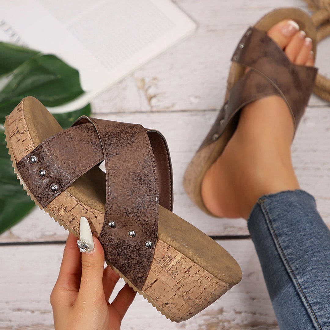 Women's Cross Wedge Sandals –Comfortable Wedge Summer Slippers
