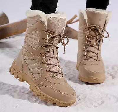 Women's Tall Winter Snow Boots with Warm Fleece Lining & Non-Slip Sole