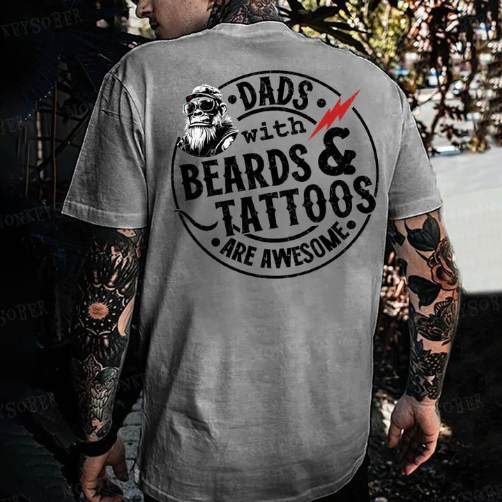Dads With Beards And Tattoos Are Awesome Monkey T-shirt