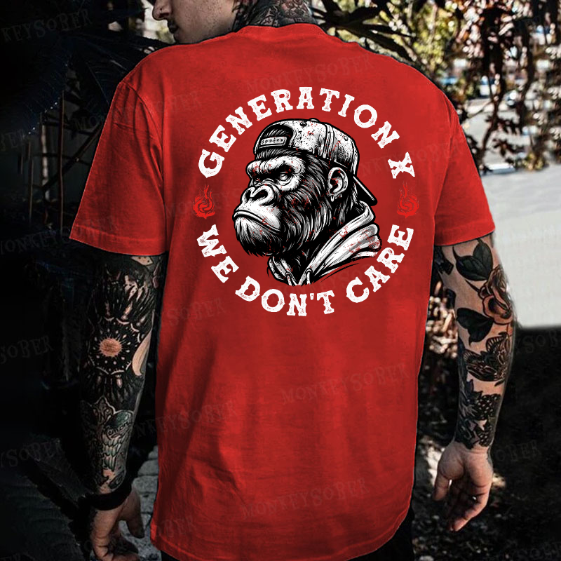 Generation X We Don't Care Monkey T-shirt
