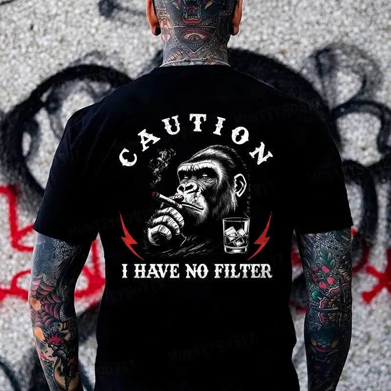 Caution I Have No Filter  Monkey T-shirt