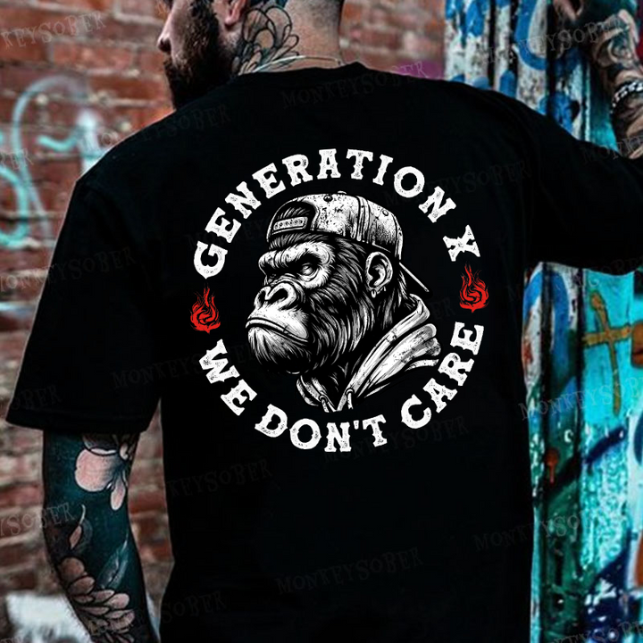 Generation X We Don't Care Monkey T-shirt