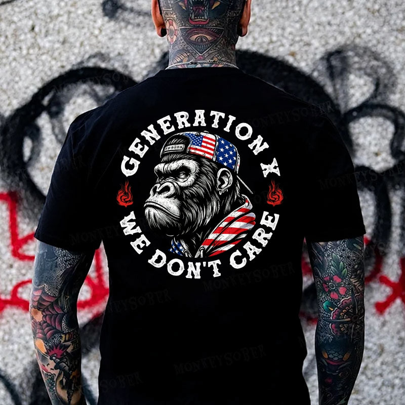 Generation X We Don't Care Monkey T-shirt