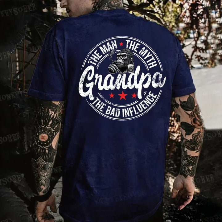Grandpa The Man The Myth  The Bad Influence Monkey T-shirt