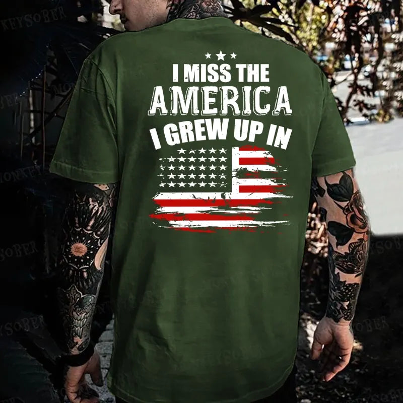 I Miss The America I Grew Up In USA Flag  Monkey T-shirt