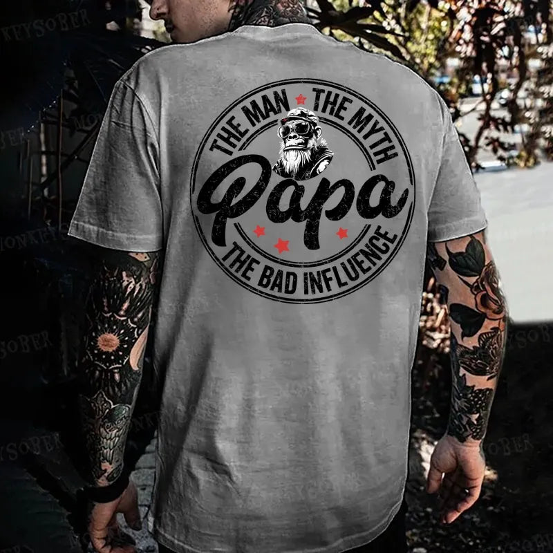 Papa The Man The Myth The Bad Influence Monkey T-shirt